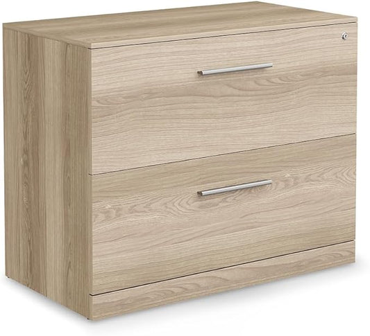 NBF Lateral File Cabinet - 29" H Two Lockable Drawer File Cabinet - Office Lateral Filing Cabinets with Warm Ash Laminate Finish - Modern Lateral File Cabinets for Home Office - Gray