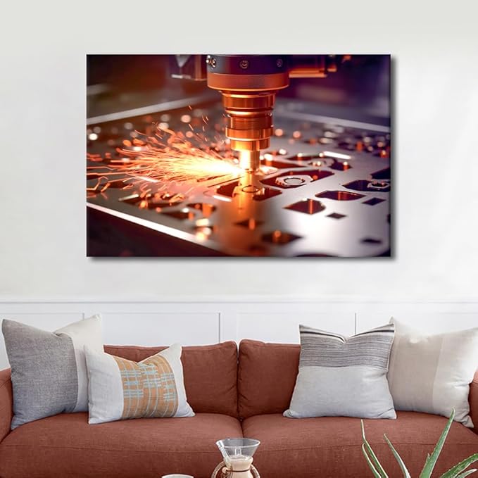 CNC Milling Machine Pictures for Bedroom Wall Decor Canvas Prints Wall Art Machine Wall Painting Posters Modern Framed Art Wall Decor HD Waterproof Large Canvas Wall Art, 24" x36"