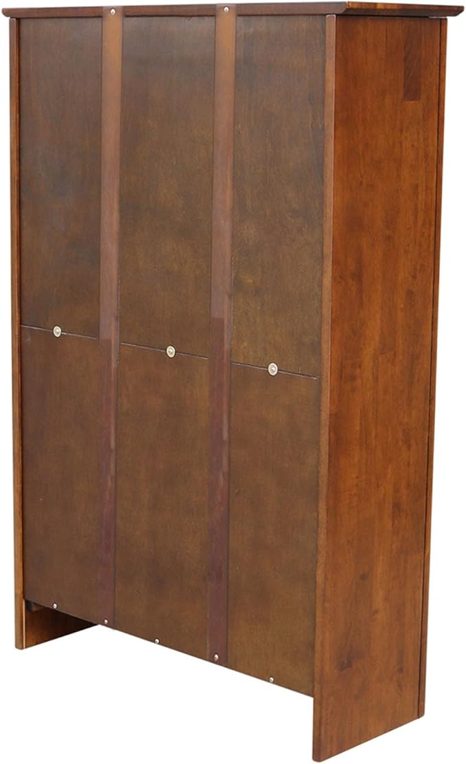 Solid Wood Bookcase 48" High, Adjustable Shelves, Parawood Construction, Easy Assembly, Kitchen/Dining Storage Furniture