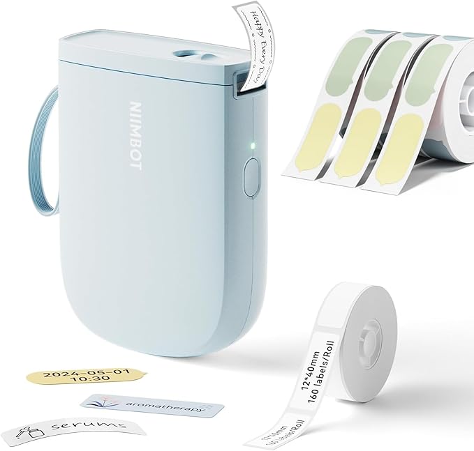 NIIMBOT D11 New Version Label Maker Machine with Tape,300DPI Bluetooth Label Printer, Portable Thermal Printer,Sticker Maker for Organizing Home Office School,Blue