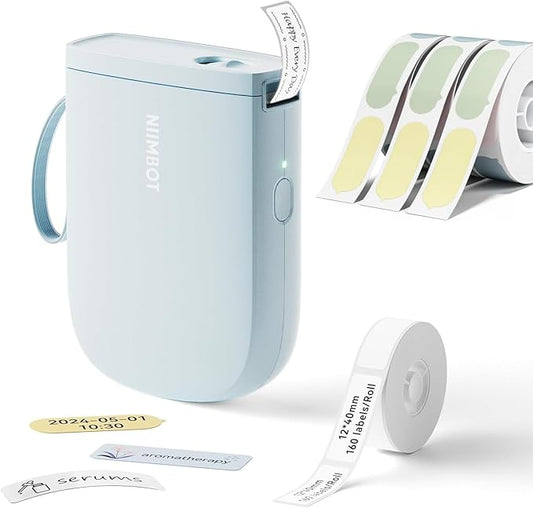 NIIMBOT D11 New Version Label Maker Machine with Tape,300DPI Bluetooth Label Printer, Portable Thermal Printer,Sticker Maker for Organizing Home Office School,Blue