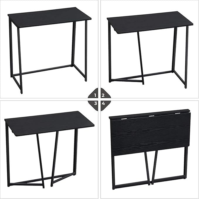 Homy Casa 31.5" Home Office Foldable Desk, Space-Saving Study-Workstation for Small Spaces, Ideal for Dorm, Living Room, and Bedroom (Black)