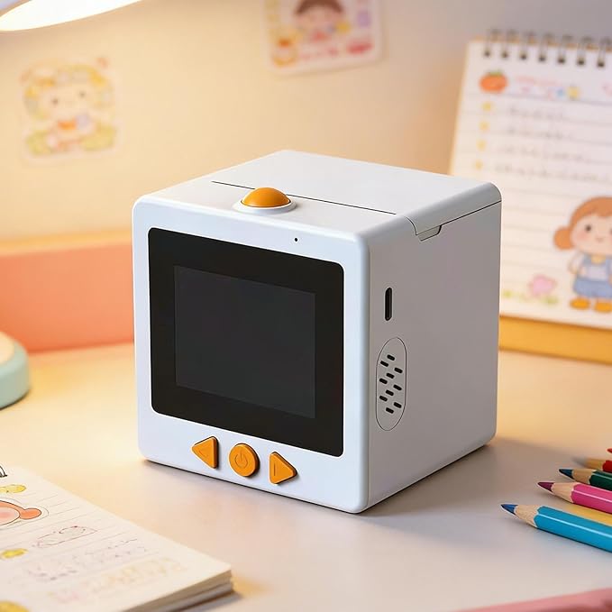AI Voice Sticker Printer | Smart Mini Thermal Printer Box | AI Voice Control Label Sticker Maker Machine with Display | DIY Mini Photo Label Printers Smart Toy for Kids, Office & School