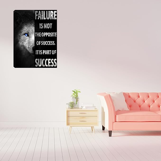 Inspiration Wall Art Black Office Motivational Canvas Wall Decor Success Posters Prints Entrepreneur Quote Wall Picture Paintings Artwork Home Bedroom Framed Ready to Hang 12"x16"