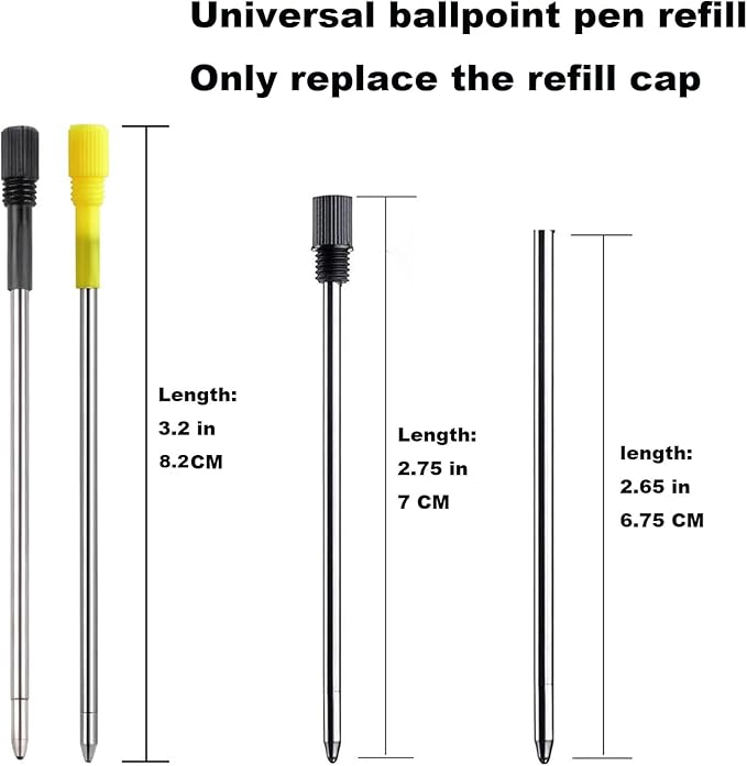 MengRan Mini D1 Ballpoint Ink Pen Refills for Twist Pens, 1mm Medium Tip, Compatible with Swarovski Pen Refills (10 Pcs Black Ink)