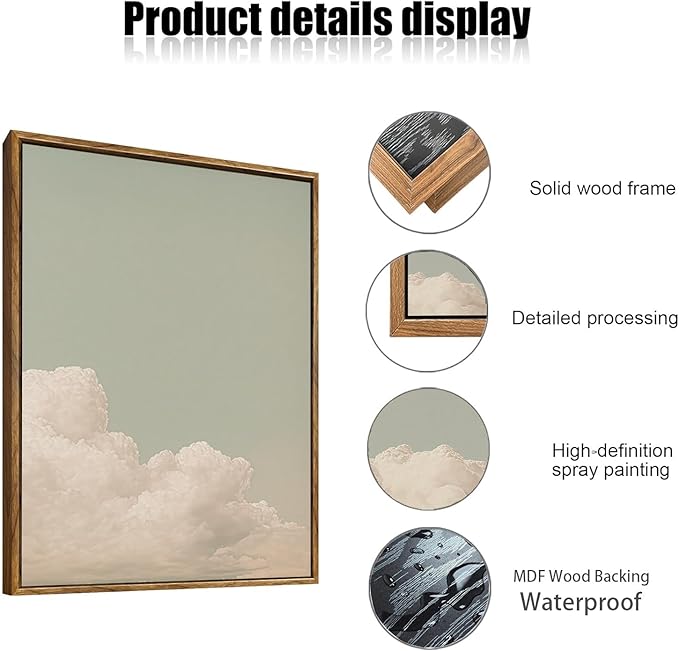 myusuar 3 Piece Large Modern Abstract Canvas Framed Wall Art For Living Room, Dearm Cloud Minimalist Wall Art Decor Posters Prints For Bedroom Office, 24x36in