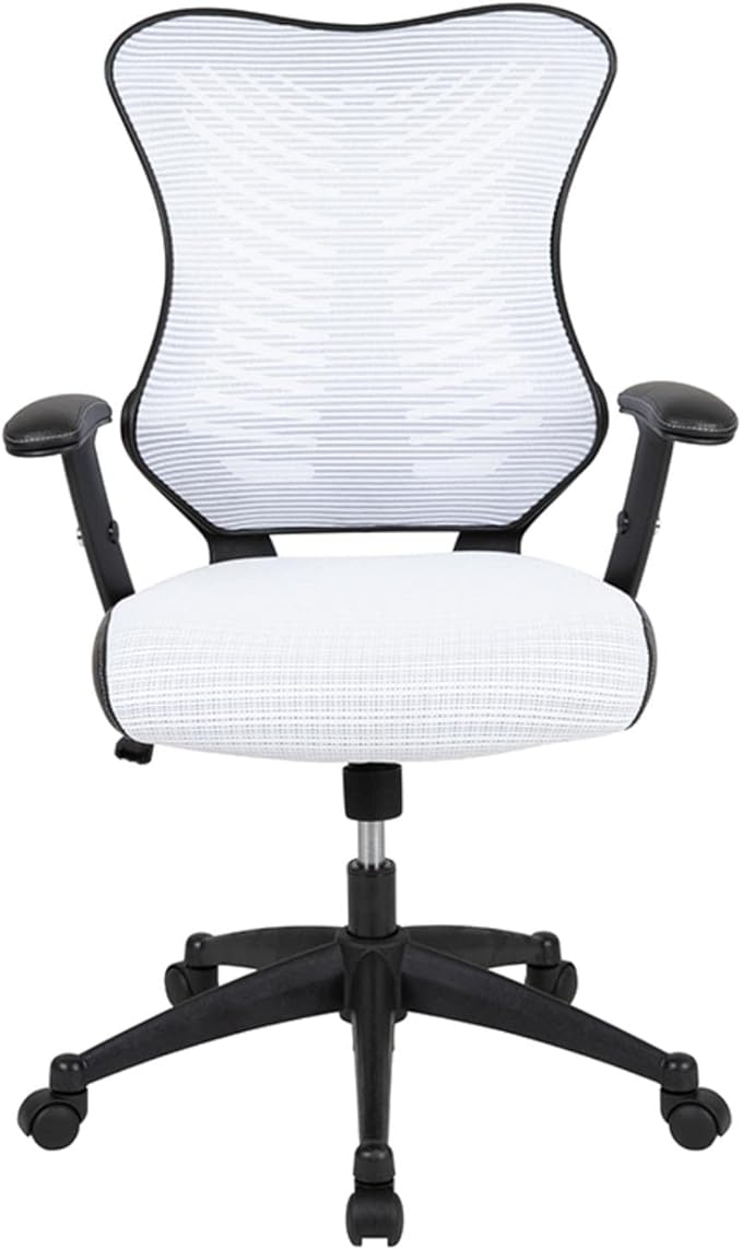 Flash Furniture Kale High Back Designer White Mesh Executive Swivel Ergonomic Office Chair with Adjustable Arms