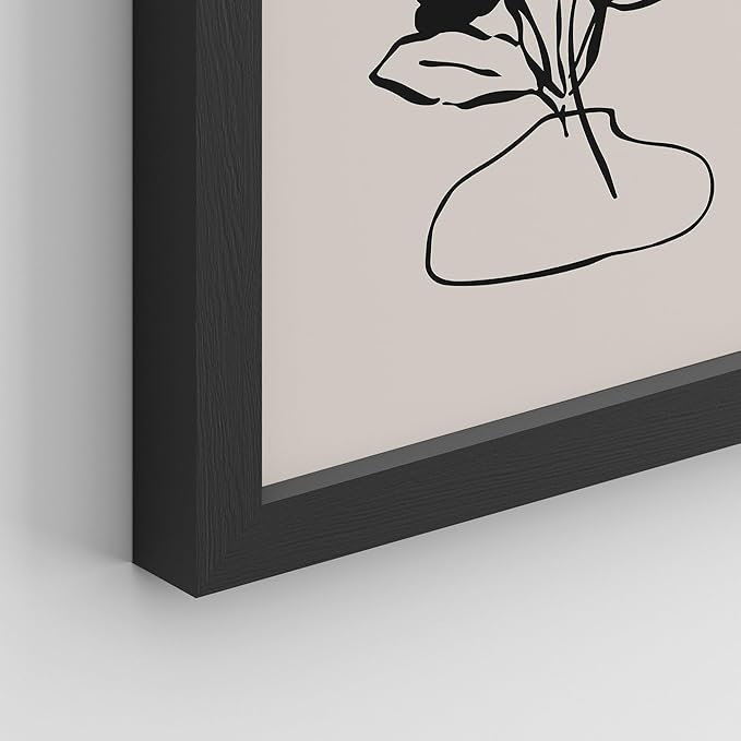 SIGNWIN Framed Poster Bathroom Decor 11"x14"x 8 Black, Wall Art Room Decor Multicolor for Living Room, Bedroom, Office Duotone Black & White Floral Botanical Flower Nature Abstract Shapes