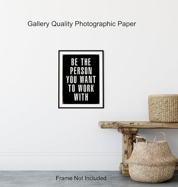 Office Inspirational Wall Art - positive Quotes Wall Decor - Motivational Wall Art - Best Office Work- Black Work Decorations - Inspiring Teamwork Picture- Mens Decor - Success Wall Art Print