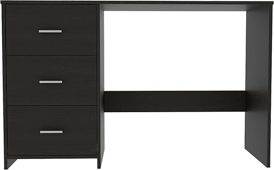 Black 3-Drawer Writing Desk - Compact Computer Desk for Home Office