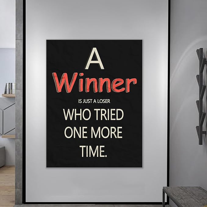 Winner Motivational Canvas Poster Print Wall Art Inspirational Entrepreneur Quotes Picture Painting Artwork for Modern Home Living Room Office Wall Decoration Stretched and Framed [30''Wx 40''H]
