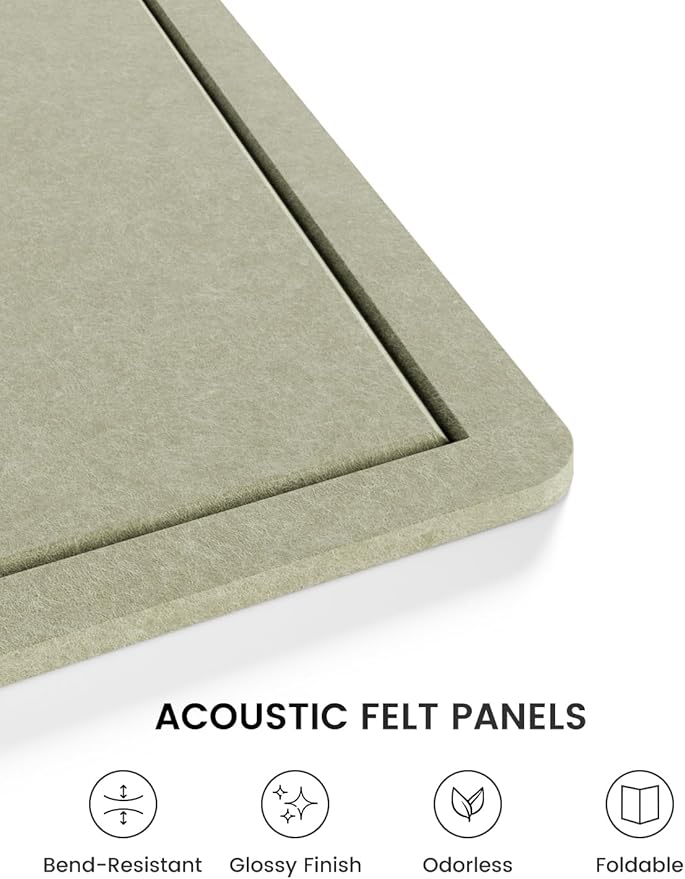 Fluxynara Bulletin Board, 23.6" x 17.5" Cork Board Alternative with 12 Safe Removable Adhesive Tabs, Foldable Felt Pin Board for Home Office, Classroom, Bedroom,Entryway for Walls— Sage