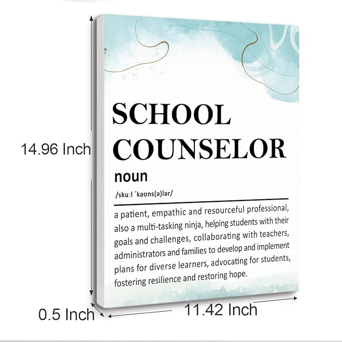 Gwisml School Counselor Definition Wall Art,Motivational Canvas Frame Paintings For Office Therapy Home Workplace Wall Decor,Gifts For Mentor Teacher Leader