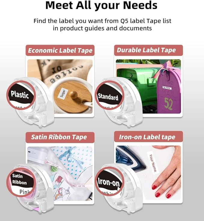 Phomemo Label Maker Machine with Tape, P12 Small Bluetooth Label Makers with with 3 Tapes Ribbon Printer Machine for Home, Name Tag, School, White