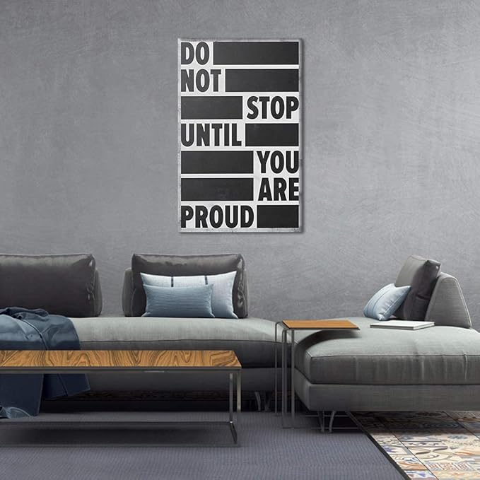Entrepreneur Quote Wall Art Do Not Stop Until You Are Proud Poster HD Print on Canvas Motivational Office Wall Decor Art for Bedroom Living Room Home Decoration Framed Ready to Hang - 28"Wx44"H
