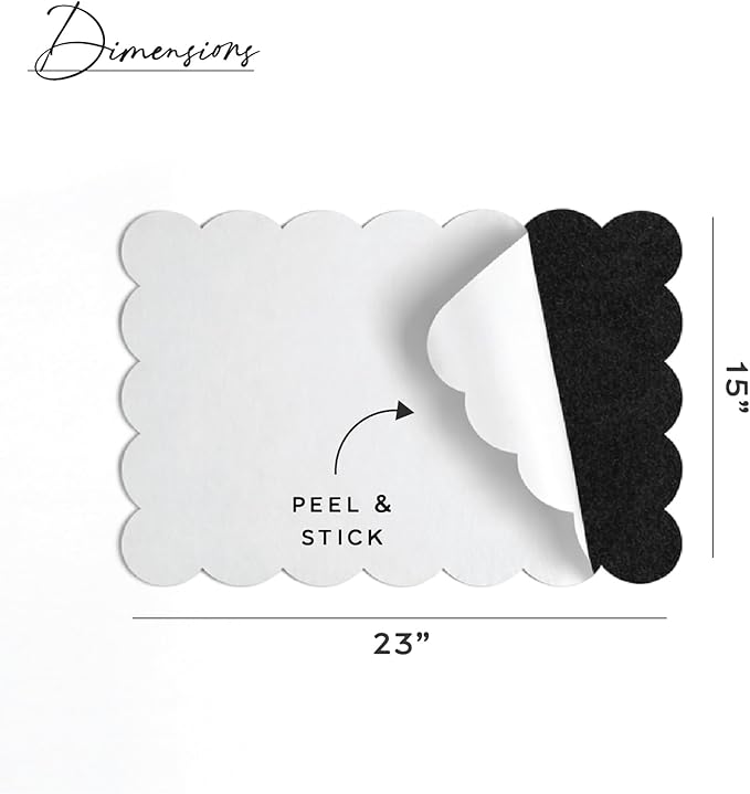 Orelle Scalloped Felt Bulletin Board | 23 X 15” | Foldable Peel and Stick Felt Board for Wall | Alternative Cork Board for Office, Message Board, Kids Art Display | Black