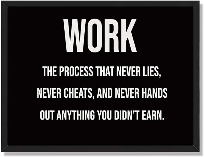 Framed Motivational Work Quote Poster Canvas Print Art Modern Minimalist Aesthetic Wall Art Painting Pictures Wall Decor Elegant Inspiration Home Decor for Office Living Room Apartment Decoration (Black framed,12L"X16W")