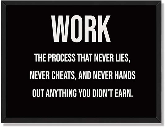 Framed Motivational Work Quote Poster Canvas Print Art Modern Minimalist Aesthetic Wall Art Painting Pictures Wall Decor Elegant Inspiration Home Decor for Office Living Room Apartment Decoration (Black framed,12L"X16W")