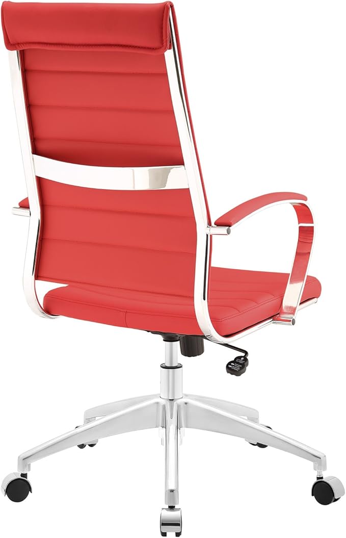 Modway Jive Ribbed High Back Tall Executive Swivel Office Chair With Arms In Red