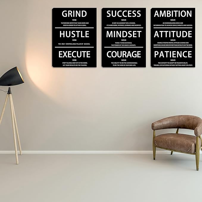 Halioyo 3 Pieces Inspirational Wall Art - Motivational Wall Decor, Positive Canvas Prints Posters for Office Classroom Bedroom Living Room(12”x16”), Ready to Hang