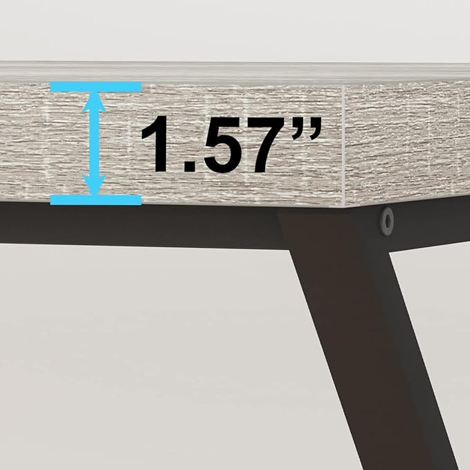 IBF Gray Computer Desk, Modern Writing Study Desk for Home Office, Industrial Wooden Metal Executive Work Desk, Simple Pc Gaming Laptop Workstation Computer Table in Bedroom, Light Grey Oak, 55 Inch