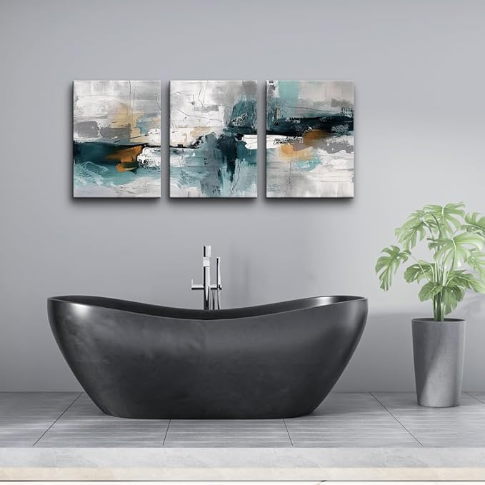 TTHYUEWS Abstract Wall Art For Living Room Bedroom Wall Decor Modern Office Decorations Color Block Wall Paintings Pictures Artwork Hotel Canvas Prints Art 3 Piece Minimalist Aesthetic Home Decor