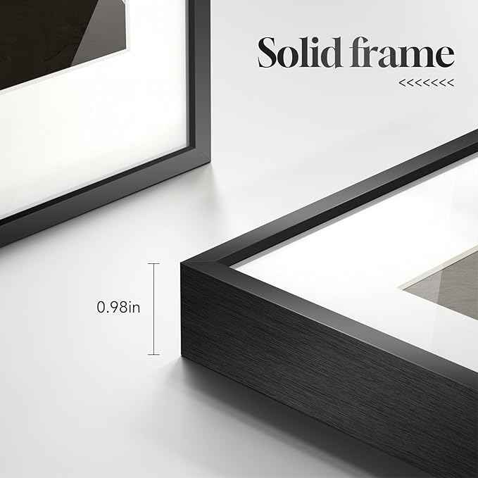 Framed Black and White Abstract Wall Art for Living Room, 5 Piece Modern Prints Paintings Artwork for Walls, Minimalist Black White Pictures for Hallway, Dining Room, Bedroom, Home Office Wall Decor