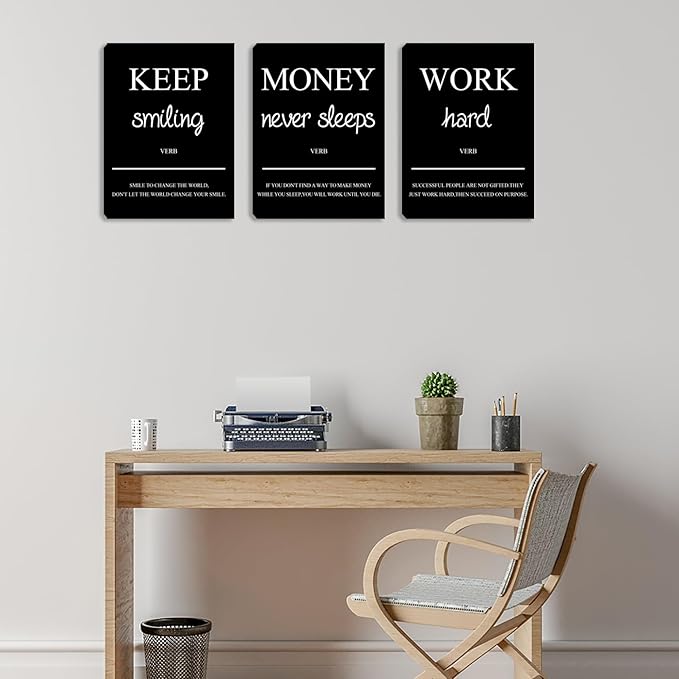 Motivational Wall Art Posters Inspirational Canvas Prints Decorations Positive Office Wall Decor Picture Painting Framed Artwork for Bedroom Home Office Living Room (48”Wx24”H)