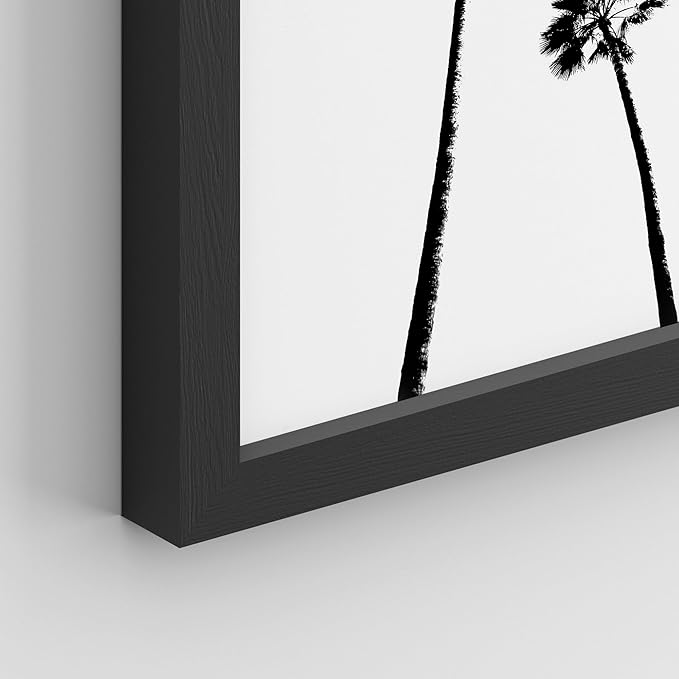 SIGNWIN Framed Poster Bathroom Decor 11"x14"x 8 Black, Wall Art Room Decor Multicolor for Living Room, Bedroom, Office Black White Duotone Tropical Palm Landscape Nature Abstract Shapes
