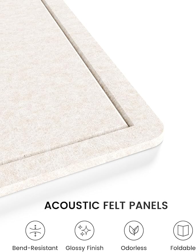 Fluxynara Bulletin Board,35.4" x 23.6" Cork Board Alternative with 12 Safe Removable Adhesive Tabs, Foldable Felt Pin Board for Home Office, Classroom, Bedroom,Entryway for Walls— Oatmeal