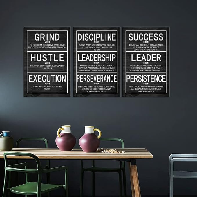 WYJZDZQ8 Motivational Poster Inspirational Canvas Wall Art 3 Pieces Prints Artwork for Living Room Modern Home Decor Inspiring Painting Pictures Stretched and Framed Ready to Hang [48''Wx 24''H]