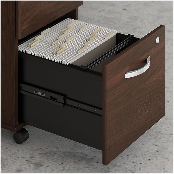 Bush Business Furniture Hybrid 2 Drawer Mobile File Cabinet in Black Walnut - Assembled