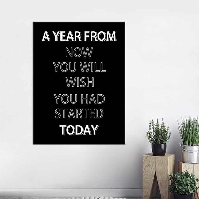 Motivational Wall Art Canvas Positive Artwork Entrepreneur Quote Painting Inspirational Office Wall Decor Art for Bedroom Living Room Home Office Decoration Framed [24''Wx36''H]