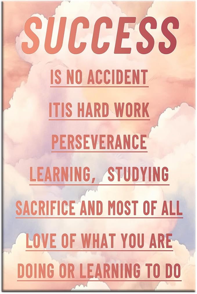 Inspirational Canvas Poster Wall Art Decor Success Motivational Quotes Picture Print Positive Energy Wall Artwork for Modern Home Living Room Office Gym Stretched and Framed [24''Wx36''H]