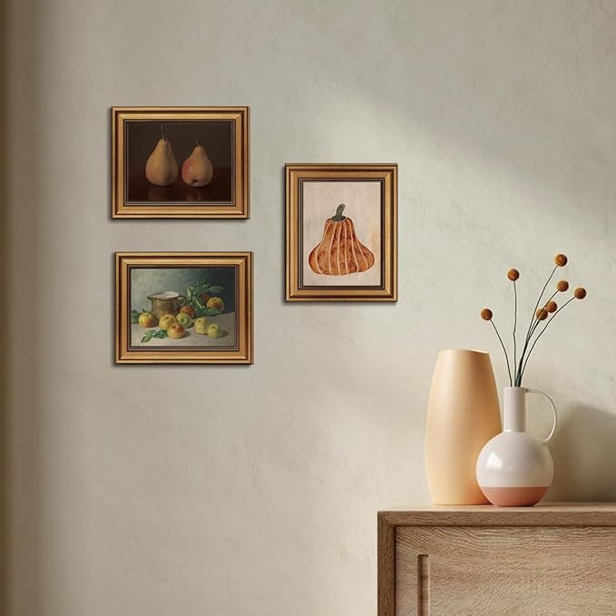 Gold Framed Wall Art Vintage Canvas Wall Art Harvest Apples Still Life Artwork Prints Picture for Living Room Bedroom Farmhouse Bathroom Office Decor, 8x10