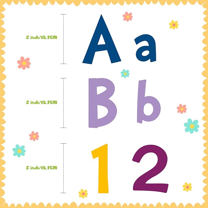 Tenare 134 Pieces 5 Inch Bulletin Board Letters Alphabet Numbers Combo Set Letter Cutouts for Bulletin Board Display Home Decor(Happy Day Color)