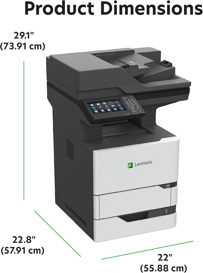 Lexmark MX721ade Monochrome Laser Printer, Integrated Duplex, 7-inch Color Touch Screen, Energy Star, Recommended Monthly Page Volume: 5000-75000 Pages, Print Speed: Up to 65 ppm.(25B0000)
