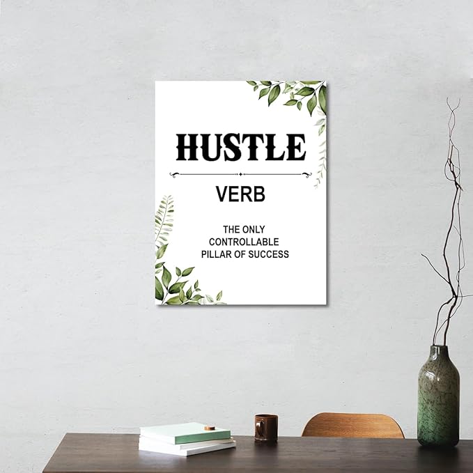 Gwisml Hustle Definition Wall Decor,Inspirational Quotes Canvas Frame Paintings For Office Home Workplace Wall Art Decor
