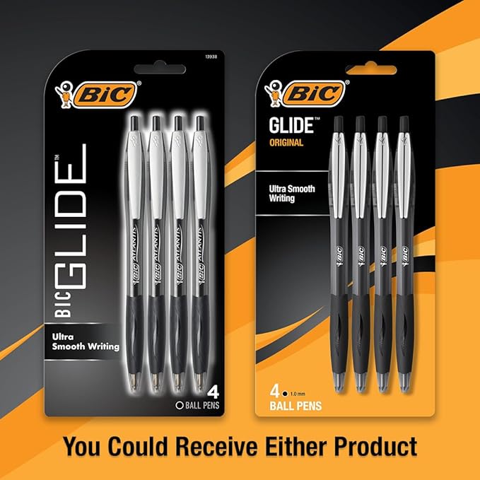 BIC Black Ballpoint Pens, Medium Point 1.0mm | Retractable | Ultra Smooth Writing | 4-Count | Pack of 2