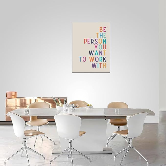 Office Teamwork Wall Art Motivational Success Pictures Wall Decor Inspirational Positive Quotes Canvas Painting Print Modern Artwork Decorations Framed for Home Bathroom Living Room Bedroom 12x16 inch