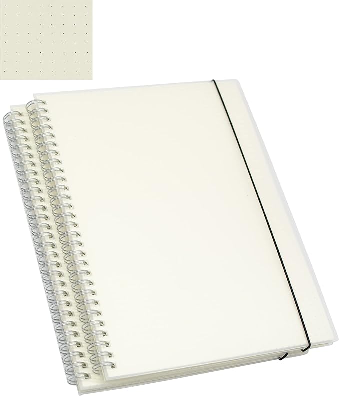 Yansanido Spiral Notebook, 2 Pcs 10.1 Inch x 7.6 Inch B5 Thick Plastic Translucent Frosting Hardcover Dot Paper 80 Sheets -160 Pages Journals for Study and Notes (B5 7.3"X 10"-Dot Grid 2pcs)