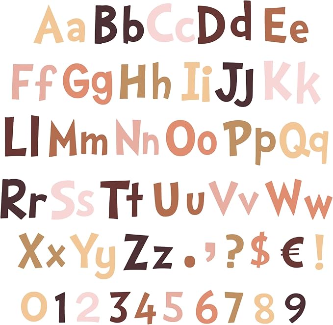 Tenare 134 Pieces 5 Inch Bulletin Board Letters Alphabet Numbers Combo Set Letter Cutouts for Bulletin Board Display Home Decor(Boho Color)