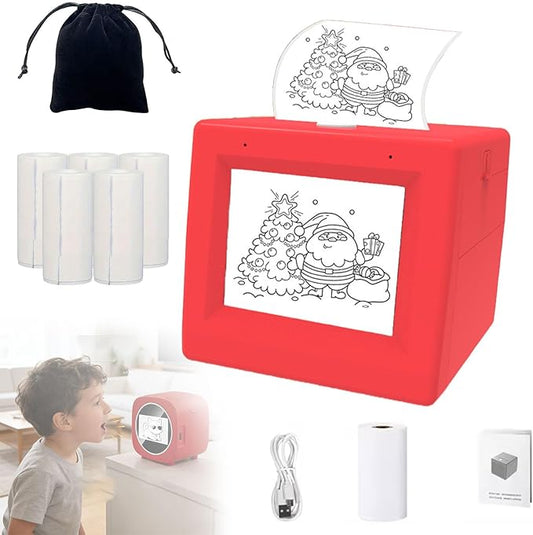 AI Sticker Box Printer, Smart AI Voice Stickerbox Printer Maker Mini Thermal Label Printer with Display, Inkless Portable Sticker Maker for Home Office Study & DIY Projects (B+5 Paper)