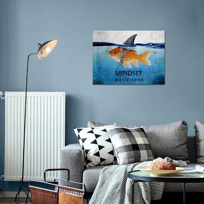 Yatsen Bridge Motivational Wall Art Animal Inspirational Entrepreneur Quotes Mindset is Everything Artwork for Office Classroom Gym School Framed-24 Wx18 H