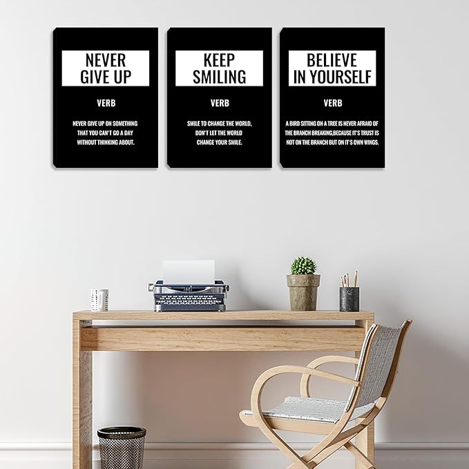 Large Motivational Canvas Wall Art Black Inspirational Pictures Painting Prints Inspiring Quotes Posters Painting Wall Decor Decoration for Home Office Living Room Bedroom Framed Artwork (72"Wx36"H)