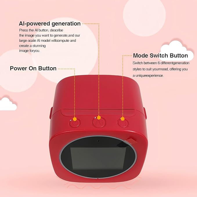 AI Sticker Box Printer, AI Voice Stickerbox Printer Maker Mini Thermal Label Printer With Display, Smart Inkless Portable Sticker Maker For Home, Office Study Diy Projects With Rolls Paper (Red)