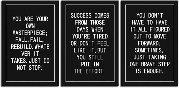 Inspirational Just Do Not Stop Poster Motivational Canvas Art Paintings 3 Pieces Inspiring Picture Prints Artwork Living Room Wall Decor Office Home Wooden Framed Ready to Hang[60''Wx 28''H]