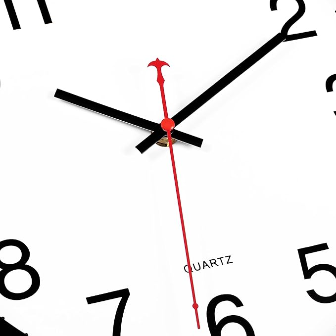 Foxtop Black Wall Clock Silent Non-Ticking 12 Inch Quartz Battery Operated Round Analog Wall Clock for Classroom School Office Living Room Bedroom Home