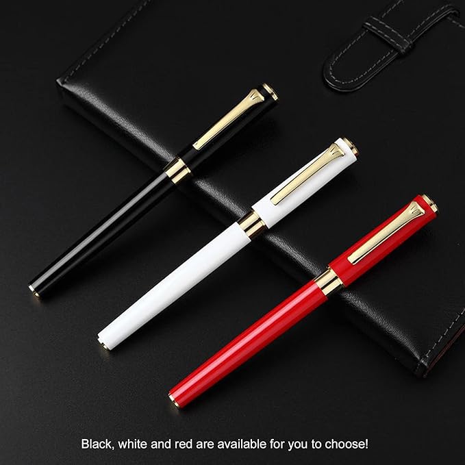 YIVONKA Luxury Ballpoint Pen Black Refill Line width 0.5mm,Best Office Pen Gift for Men & Women Professional Executive,Nice BallPens Classy Gift Box (White)