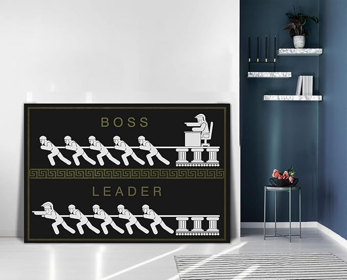 Yatsen Bridge Modern Inspirational Gym Canvas Leader and Boss Painting Entrepreneur Leadership Motivational Quotes Painting Artwork Stretched Ready to Hang for Home Office Decor - 28''Hx44''W